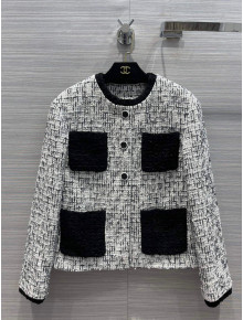 Chanel Tweed Jacket CHJ021919 White/Black 2022