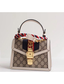 Gucci Sylvie GG Mini Top Handle Bag 470270 White 2019