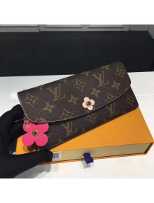 Louis Vuitton Monogram Canvas Emilie Wallet With Flower Charm M64202 Rosy