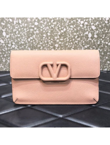 Valentino VLogo Grained Calfskin Clutch 065 Nude 2021