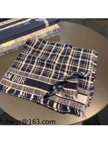 Dior Check Cashmere Scarf 70x200cm Blue 2021