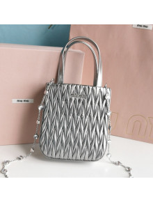 Miu Miu Matelasse Nappa Lambskin Mini Tote Bag 5BA220 Silver 2021