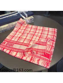 Dior Check Cashmere Scarf 70x200cm Red 2021