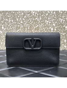 Valentino VLogo Grained Calfskin Clutch 065 Black 2021