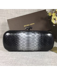 Bottega Veneta Large Snakeskin Woven Knot Clutch Black/Grey/Silver