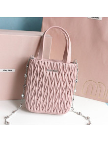 Miu Miu Matelasse Nappa Lambskin Mini Tote Bag 5BA220 Pink 2021