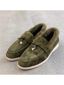 Loro Piana Suede Wool Loafers Green 2021 111912