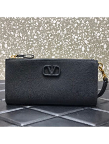 Valentino VLogo Grained Clutch 060 Black 2021