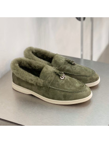 Loro Piana Suede Wool Loafers Green 2021 111920