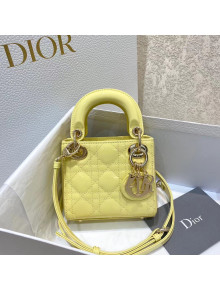 Dior Micro Lady Dior Bag in Light Yellow Cannage Patent Leather 2021 M6007