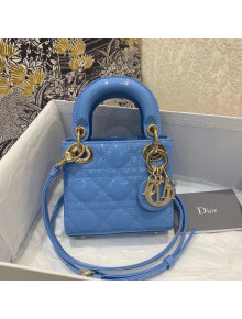 Dior Micro Lady Dior Bag in Cornflower Blue Cannage Patent Leather 2021 M6007