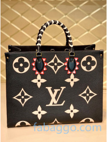 Louis Vuitton Crafty OnTheGo GM Oversized Monogram Tote Bag with Braided Handle M45373 Black 2020