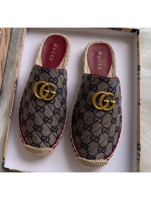 Gucci GG Matelassé Canvas Espadrille Slipper Blue 2020