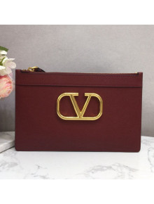 Valentino VLogo Grained Calfskin Clutch 6177 Burgundy 2021