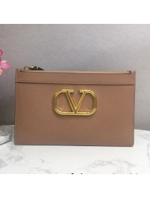 Valentino VLogo Grained Calfskin Clutch 6177 Nude 2021