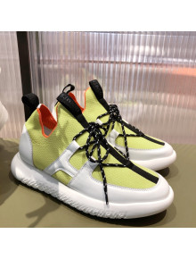 Hermes Duel Knit and Calfskin Sneakers Yellow/White 2021 09