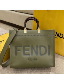 Fendi Sunshine Medium Shopper Leather Tote Bag Green 2021