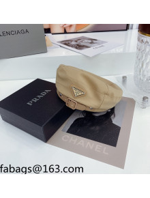 Prada Cotton Beret Hat with Buckle Beige 2021 110552