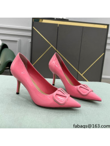 Valentino VLOGO SIGNATURE Patent Leather Pump with 8cm Heel Pink 2022