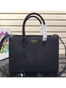 Prada Contrasting Side Saffiano Leather Large Tote 1BA153 Black 2019