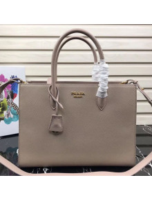 Prada Contrasting Side Saffiano Leather Large Tote 1BA153 Light Nude 2019