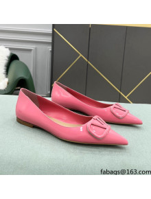 Valentino VLOGO SIGNATURE Patent Leather Flat Ballerina Pink 2022