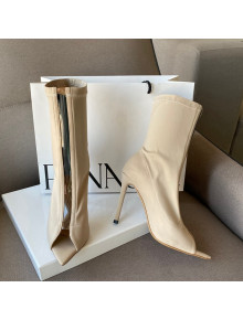 Gianvito Rossi Hiroko Lycra Fabric High Heel Ankle Boots 10.5 cm Beige 2022