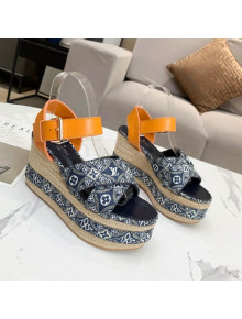 Louis Vuitton Since 1854 Boundary Wedge Sandal Blue 2021