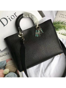 Dior Large Lady Dior Bag in Canyon Grained Lambskin Black 2018