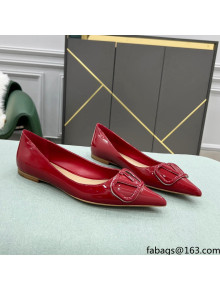 Valentino VLOGO SIGNATURE Patent Leather Flat Ballerina Deep Red 2022