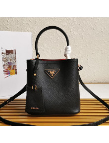 Prada Small Saffiano Leather Panier Bucket Bag 1BA217 Black 06 2020