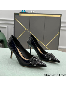 Valentino VLOGO SIGNATURE Patent Leather Pump with 8cm Heel Black 2022