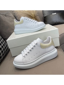 Alexander Mcqueen White Silky Calfskin Crocodile-Like Back Sneakers Beige 2021 111810