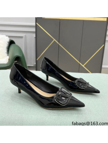 Valentino VLOGO SIGNATURE Patent Leather Pump with 4cm Heel Black 2022