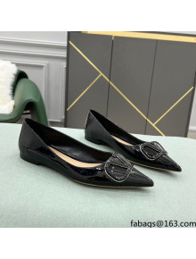 Valentino VLOGO SIGNATURE Patent Leather Flat Ballerina Black 2022