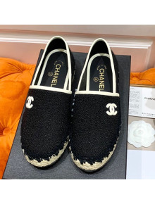 Chanel Vintage CC Tweed Espadrilles Black 2020