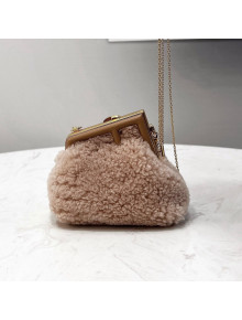 Fendi First Nano Bag Charm in Wool Sheepskin Light Pink 2021 80018S