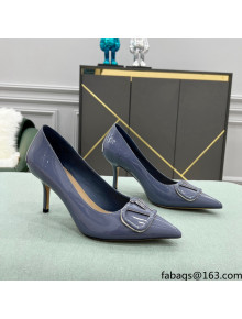 Valentino VLOGO SIGNATURE Patent Leather Pump with 8cm Heel Blue 2022