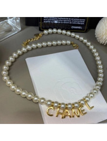 Chanel Pearl CHANEL Lettering Pendant Necklace White/Gold 2020