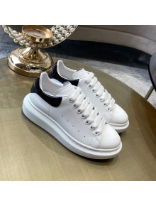 Alexander Mcqueen White Silky Calfskin Crocodile-Like Back Sneakers Black 2021 111815