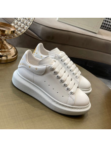 Alexander Mcqueen White Silky Calfskin Peace-Dove Back Sneakers Gold 2021 111816