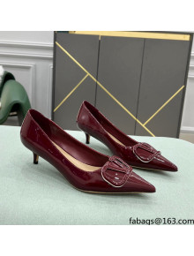 Valentino VLOGO SIGNATURE Patent Leather Pump with 4cm Heel Burgundy 2022