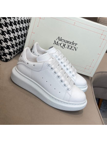 Alexander Mcqueen White Silky Calfskin Peace-Dove Back Sneakers Silver 2021 111817