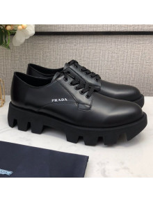 Prada Silky Calfskin Lace-up Shoes Black 2020