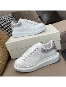 Alexander Mcqueen White Silky Calfskin Crystal Back Sneakers Silver 2021 111821