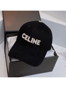 Celine Canvas Baseball Hat Black 2021 14