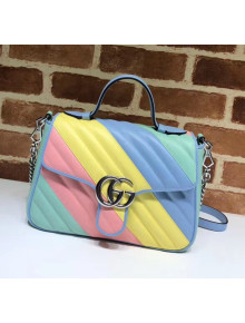 Gucci GG Marmont Matelassé Small Top Handle Bag 498110 Multicolor Pastel 2020