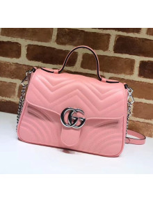 Gucci GG Marmont Matelassé Small Top Handle Bag 498110 Pastel Pink 2020