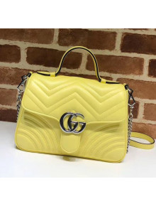 Gucci GG Marmont Matelassé Small Top Handle Bag 498110 Pastel Yellow 2020