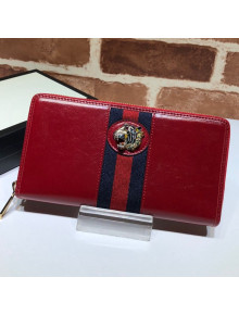 Gucci Leather Rajah Zip Around  Wallet 573791 Red 